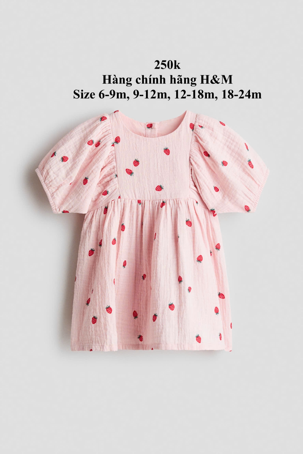 váy hồng dâu tây đáng yêu cho bé gái H&M