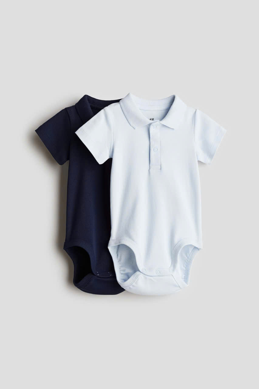 set 2 body chip cộc tay đen trắng H&M cho bé trai size 2m - 2y