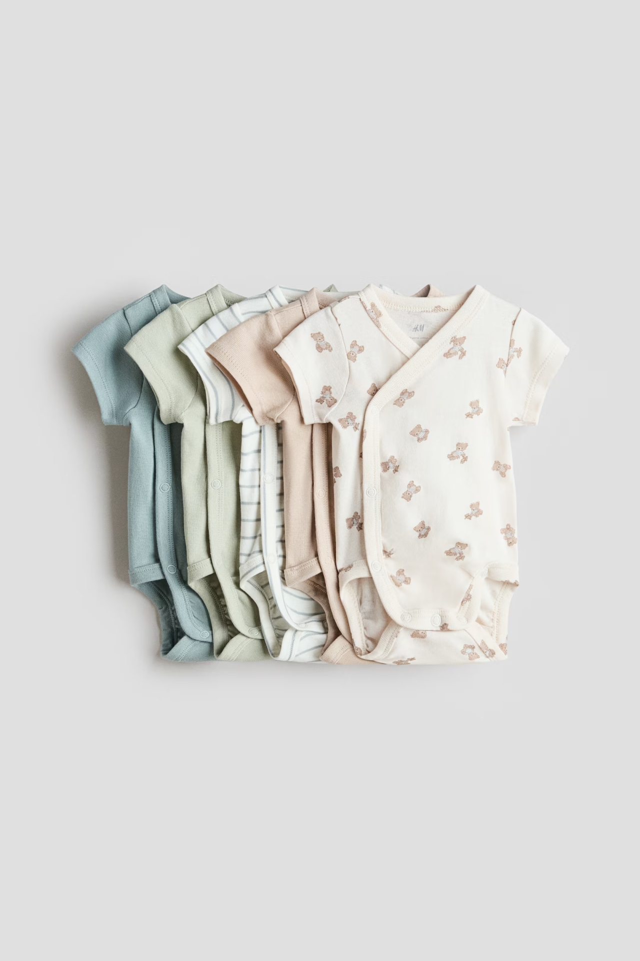 set 5 body chip trắng nâu xanh cho bé trai H&M