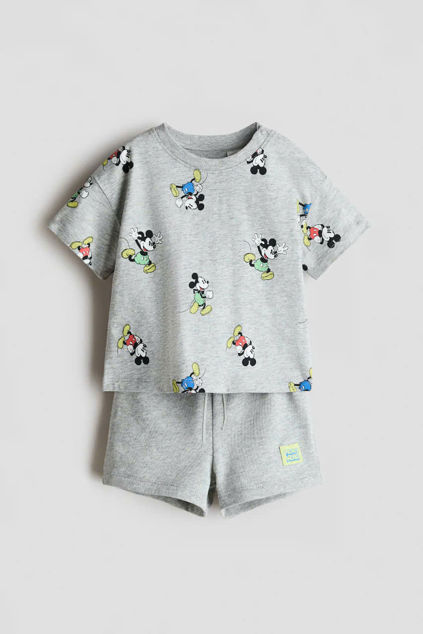 bộ quần áo màu xám hoạt hình mickey size 12m - 4y