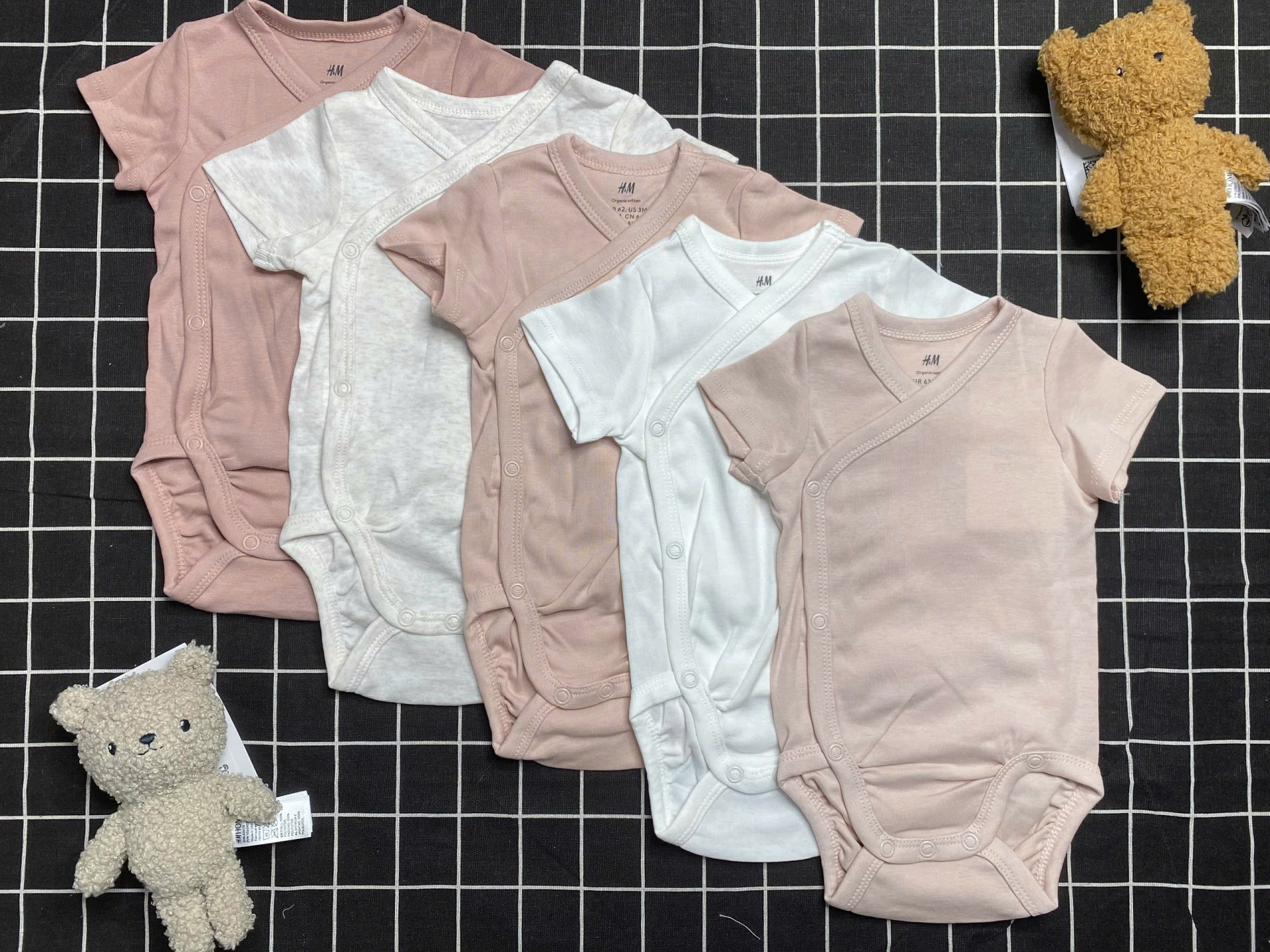 set 5 body chip màu hồng trắng cho bé gái H&M