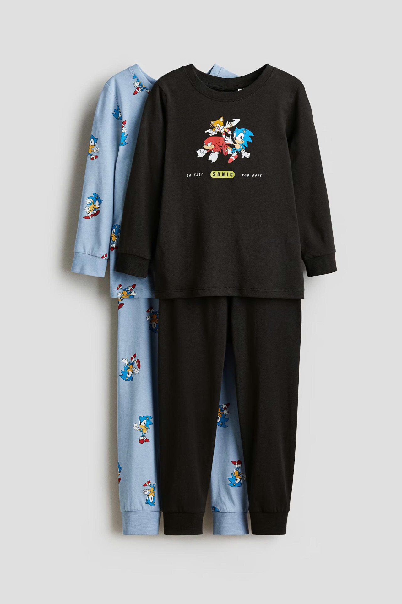 set 2 bộ ngủ dài tay sonic màu đen và xanh