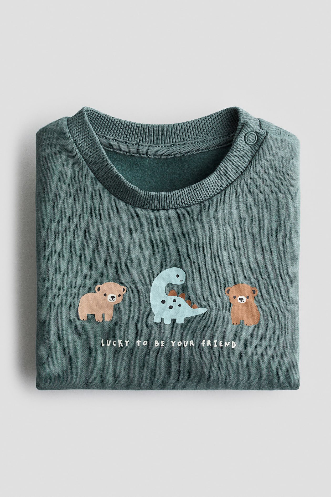 áo nỉ sành điệu màu xanh in hình khủng long cho bé H&M