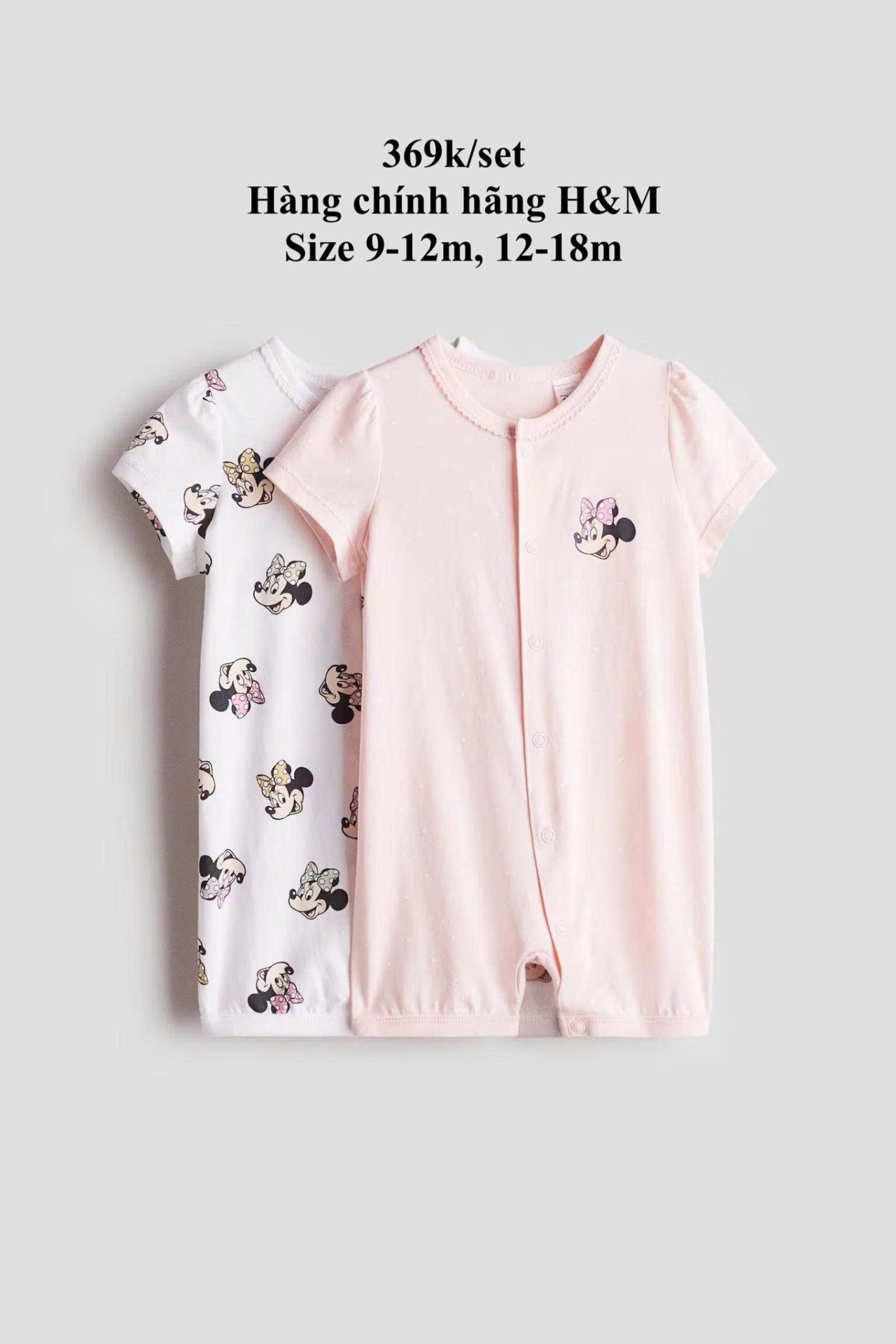 set romper hồng mickey H&M