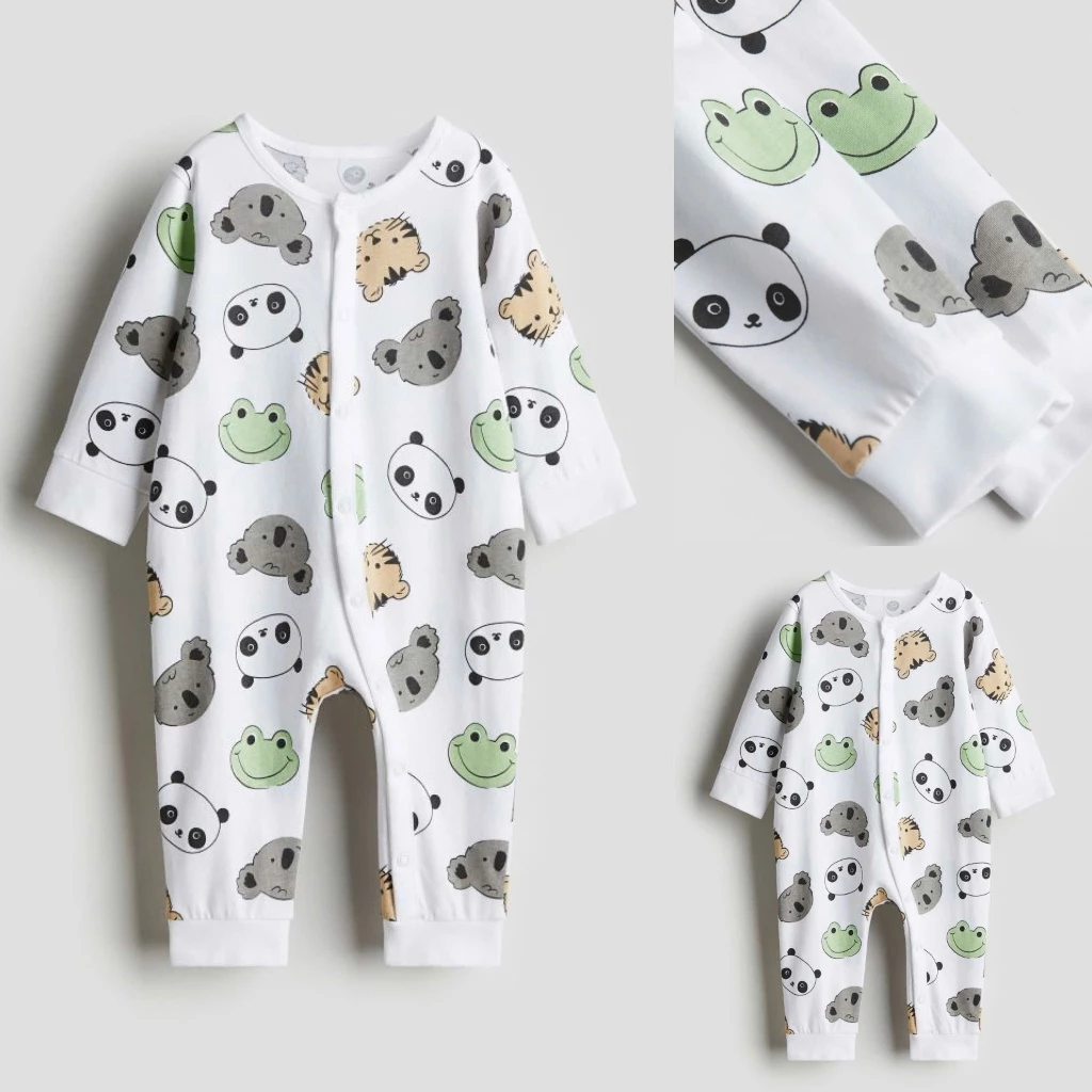 body ngủ H&M màu trắng con ếch cho bé