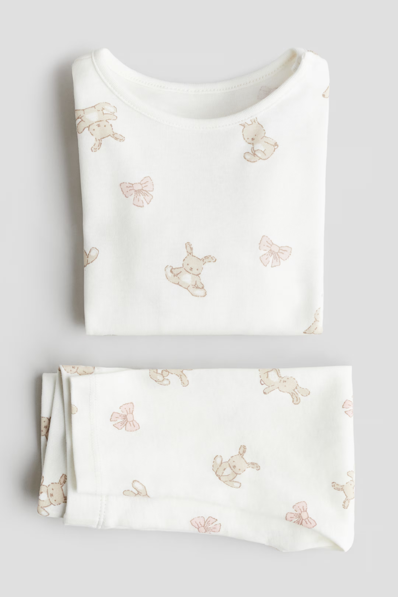 Đồ bộ dài tay H&M màu trắng con thỏ bé gái 6m -4y