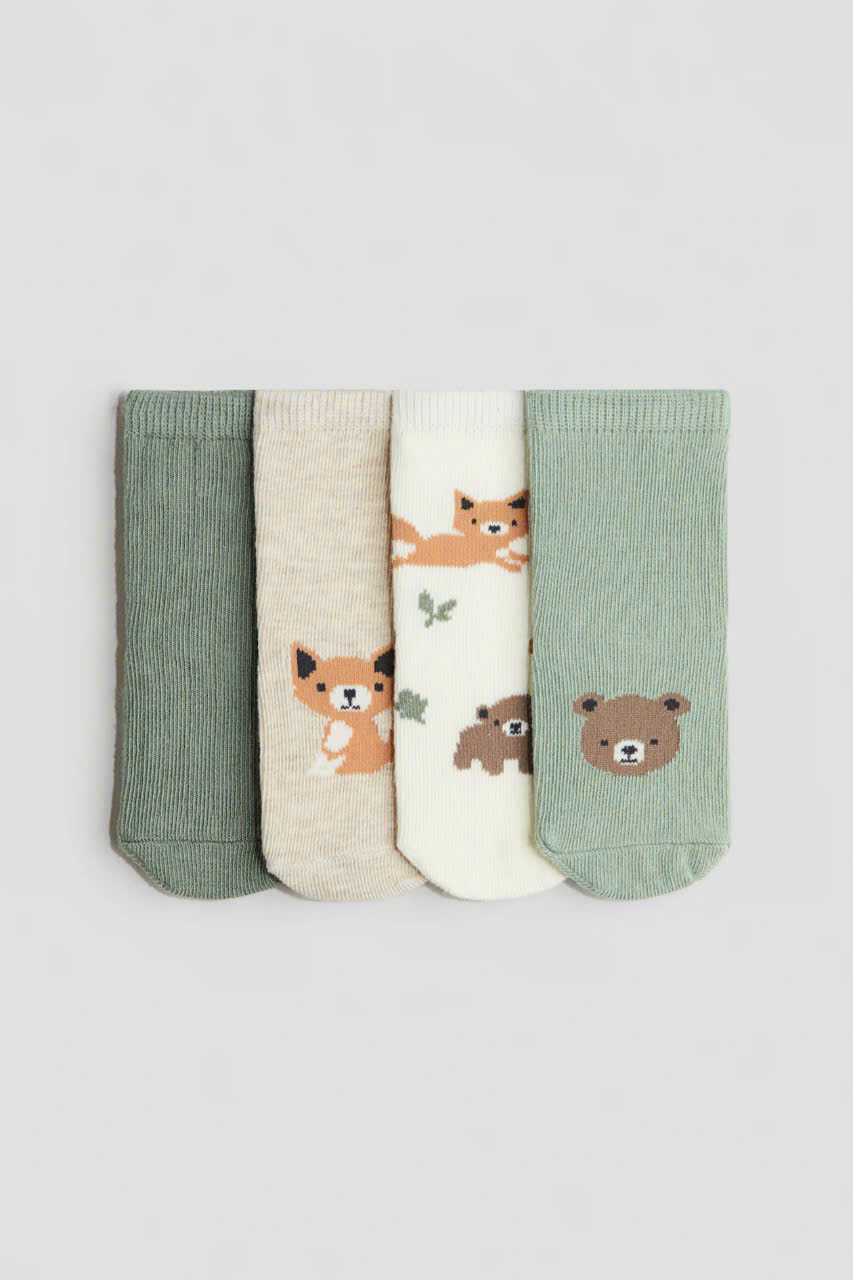set 4 đôi tất cáo và gấu màu xanh