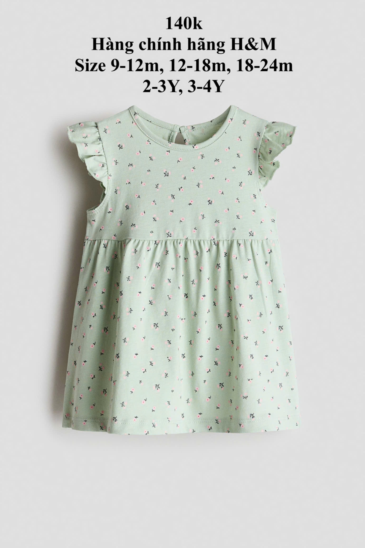 váy cánh tiên hoa màu xanh lá cây nhạt H&M