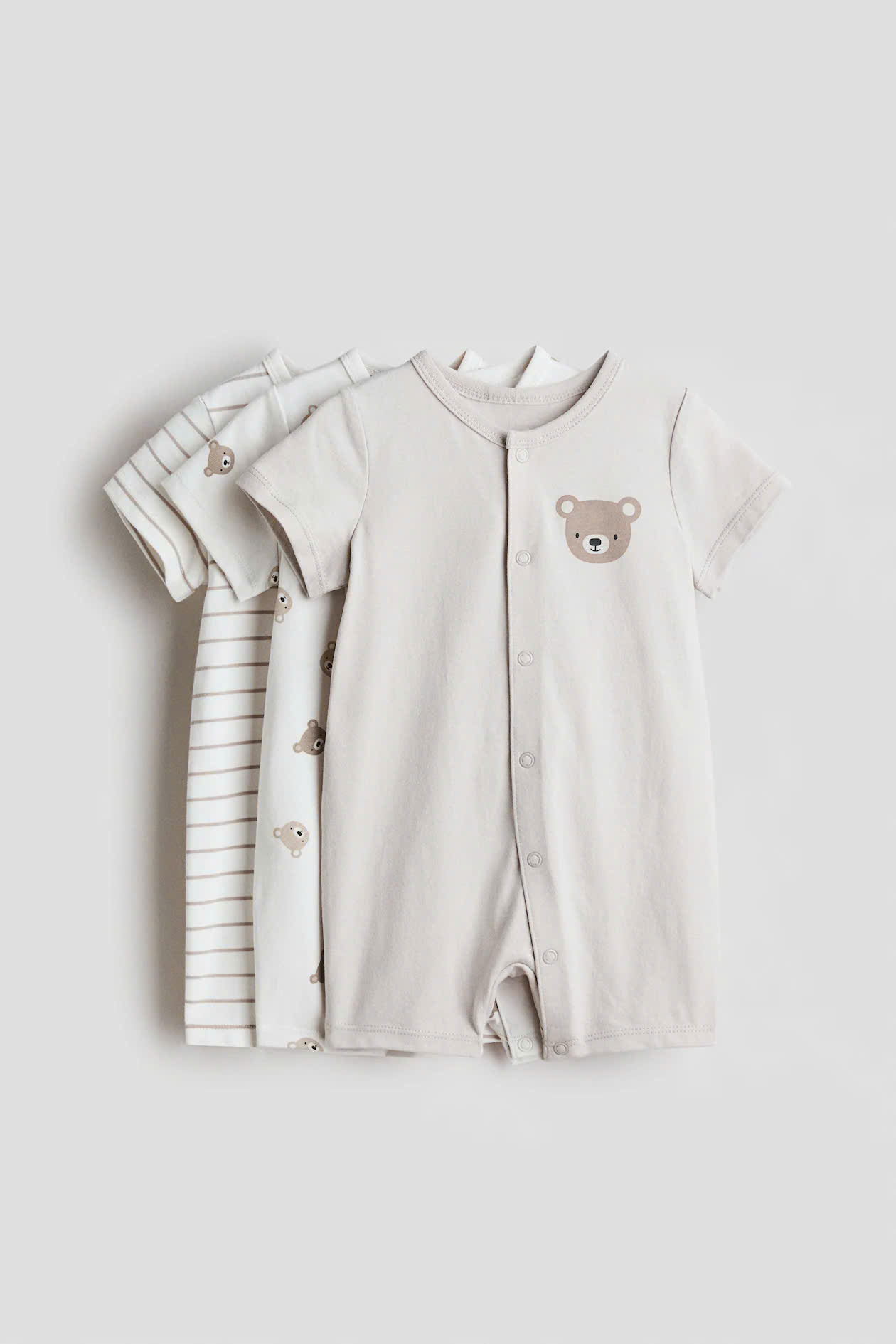 set 3 romper màu kem/gấu