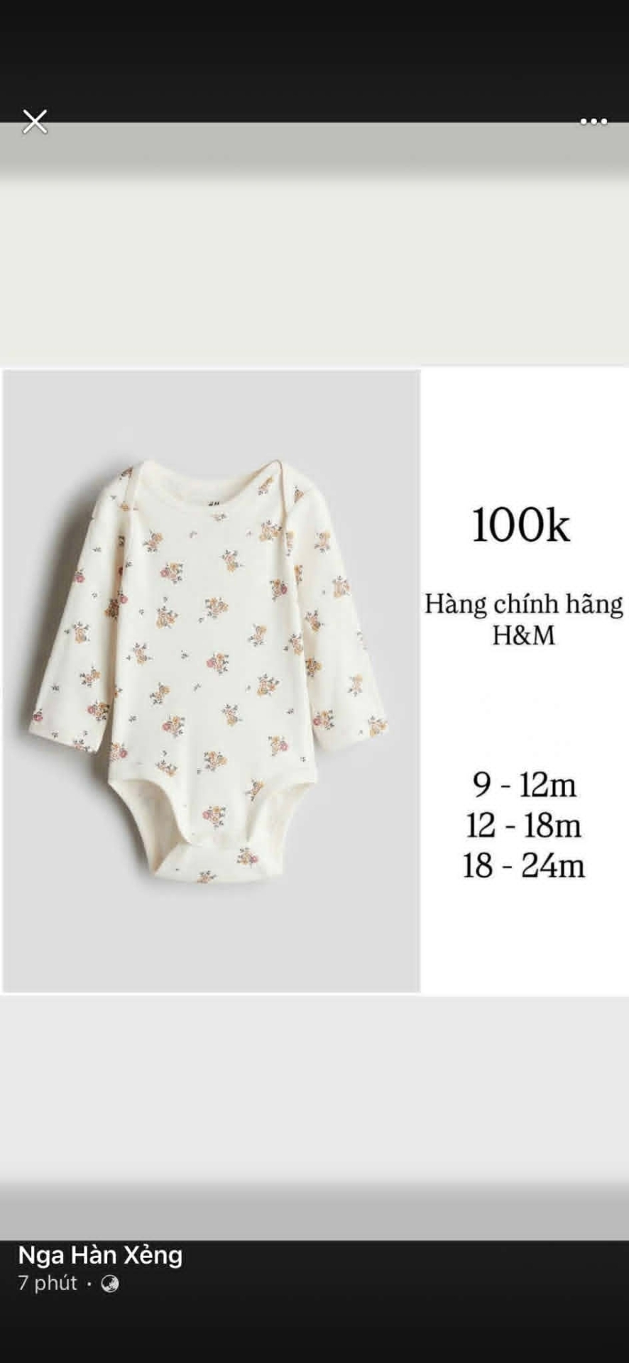 Body chip dài tay hoa nhí H&M