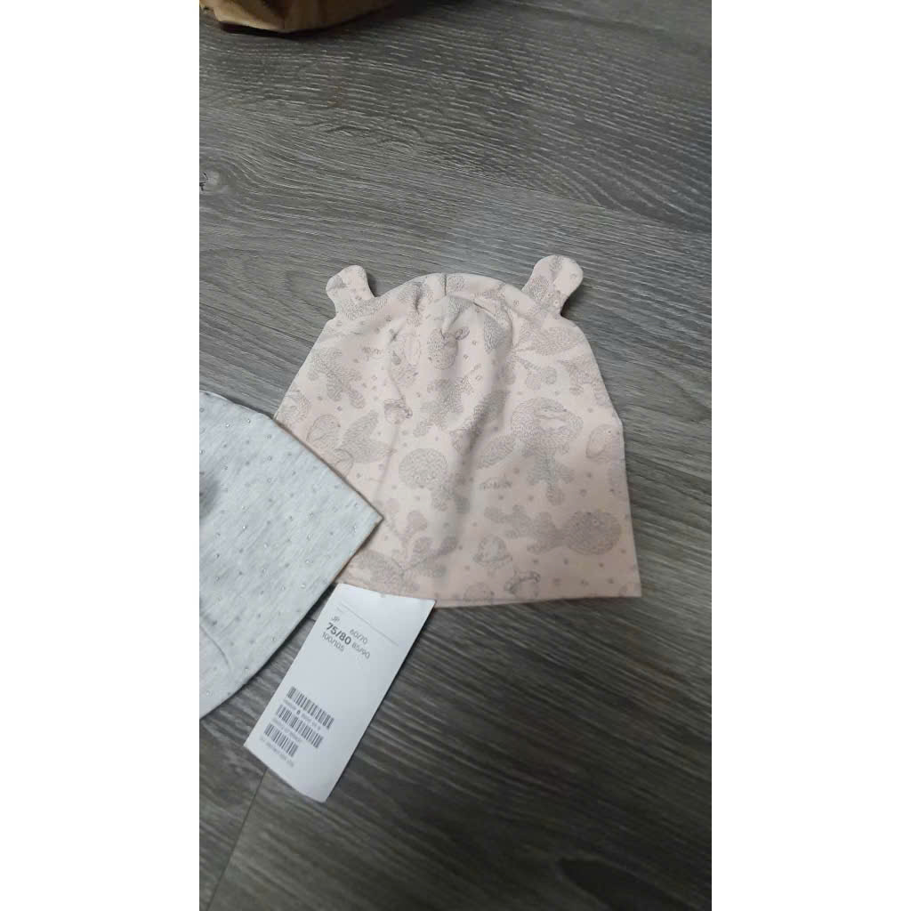 Set 2 mũ ấm hồng xám H&M cho bé gái