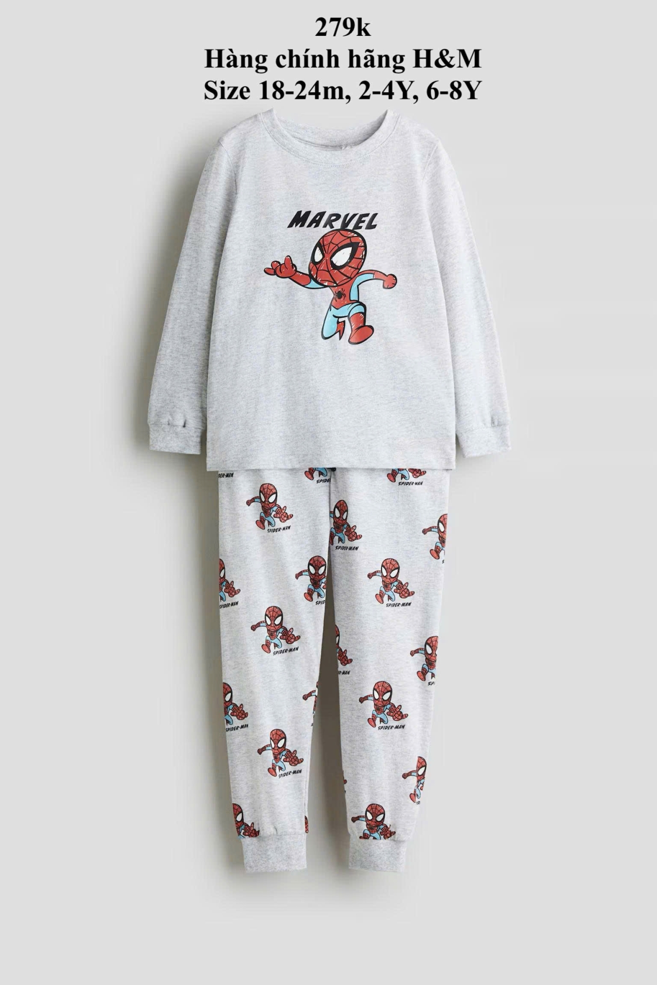 Bộ đồ dài màu xám siêu nhân 18-8Y