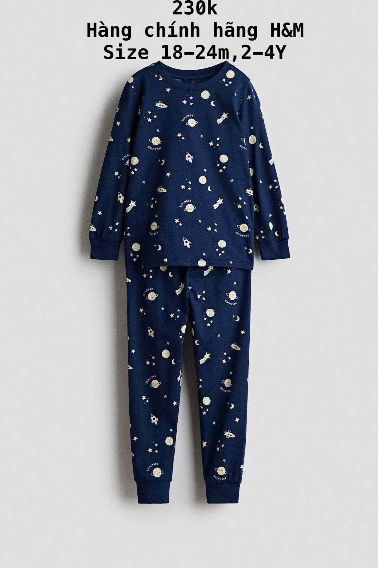 Bộ đồ tay dài màu xanh than họa tiết nhí 18m-4Y