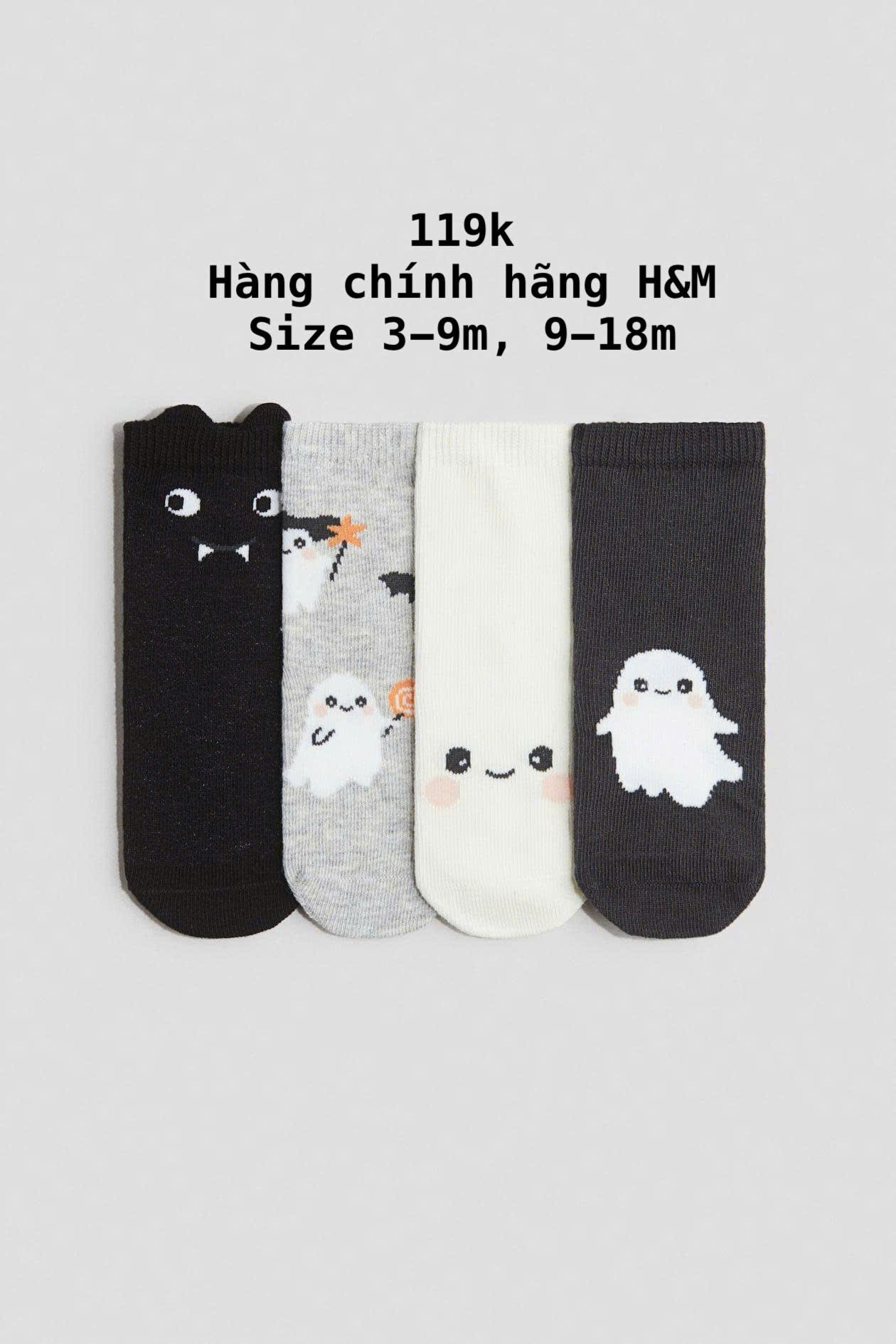 Set 4 đôi tất màu đen Halloween 3-18m