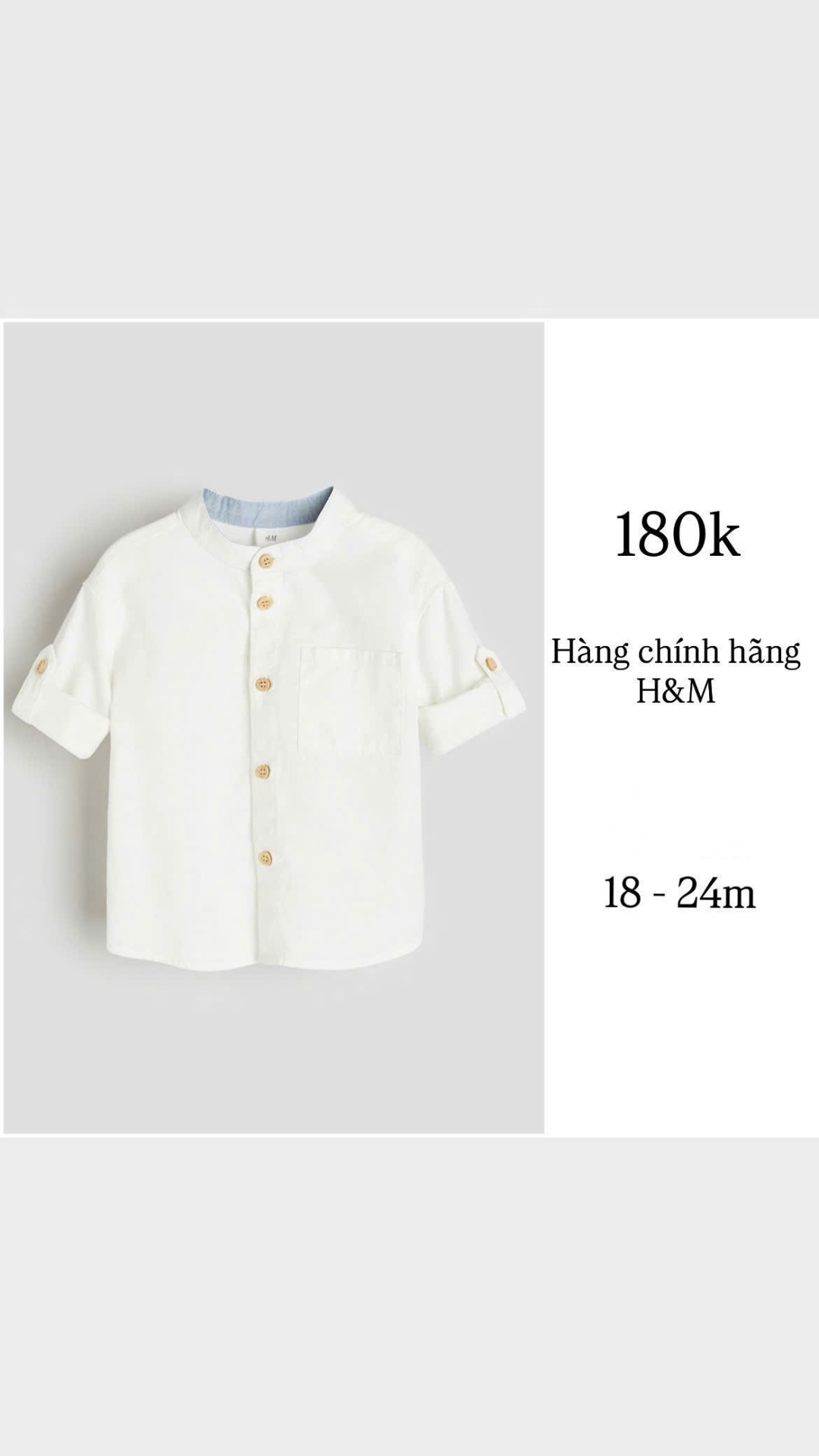 Sơ mi trắng cổ viền xanh 18-24m
