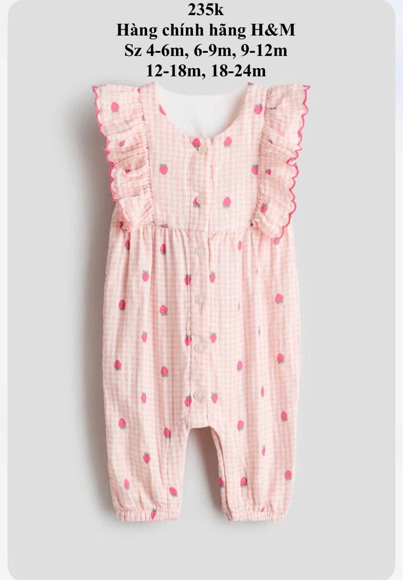Romper màu hồng quả dâu 4-24m