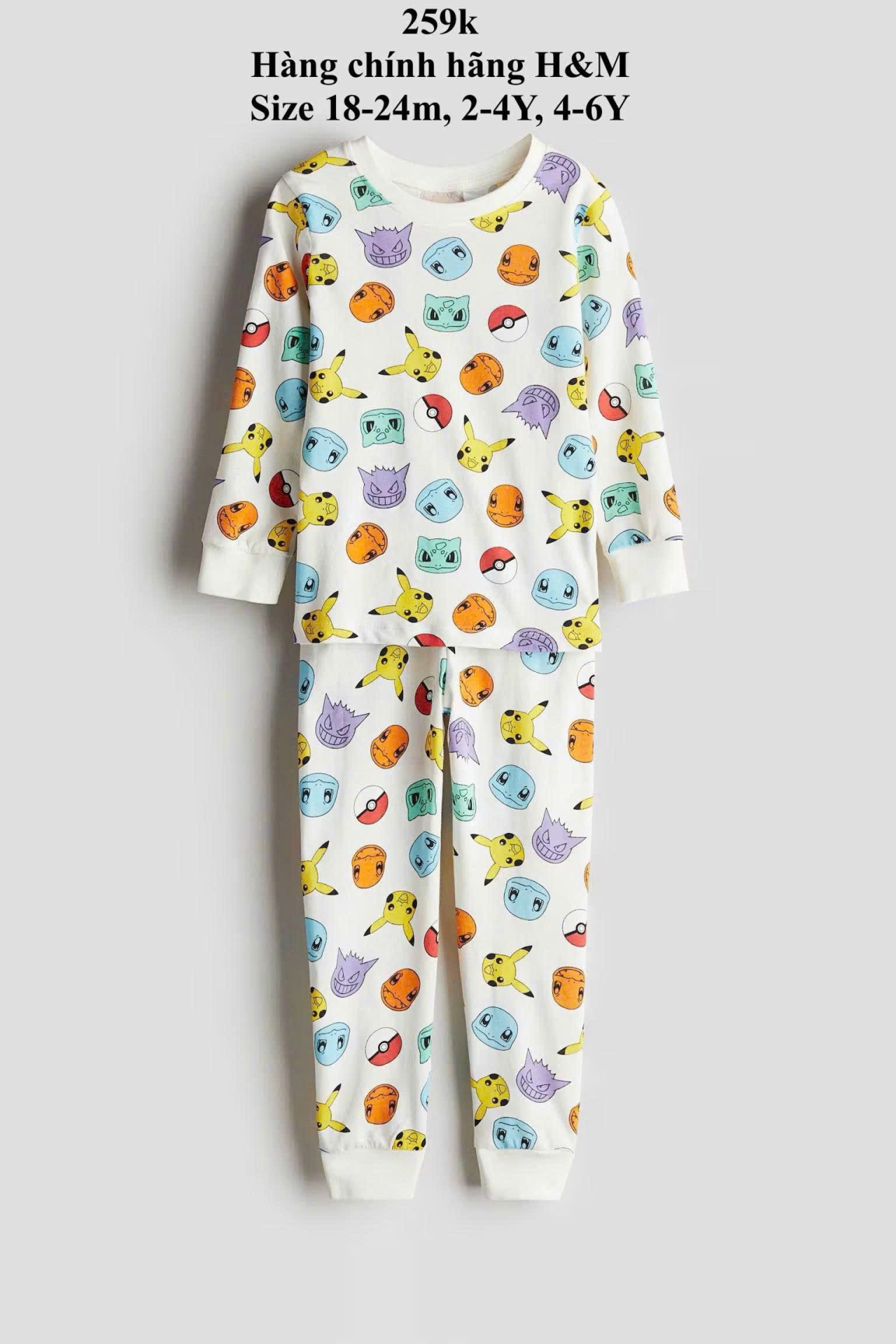 Bộ dài màu trắng hoạt hình 18m-6Y