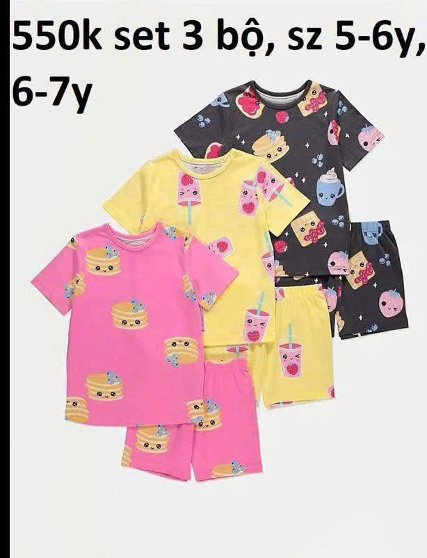 Set 3 bộ hồng vàng đen 5-7Y