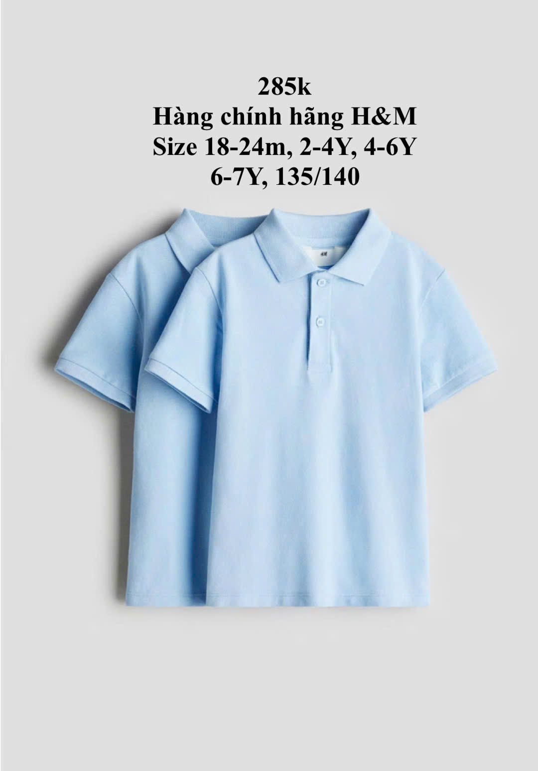 Set 2 áo polo màu xanh biển 18m-10Y