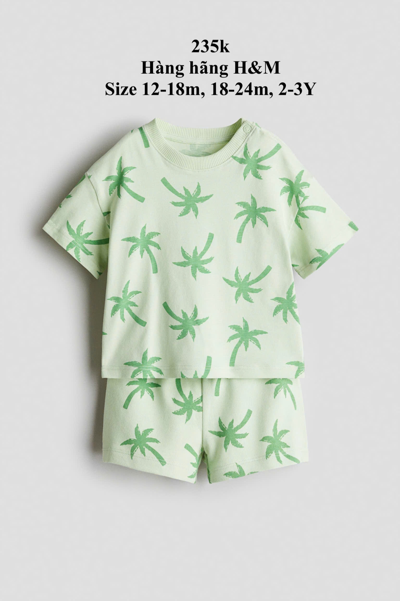 Bộ đồ cộc tay cây dừa xanh lá 12m-3Y