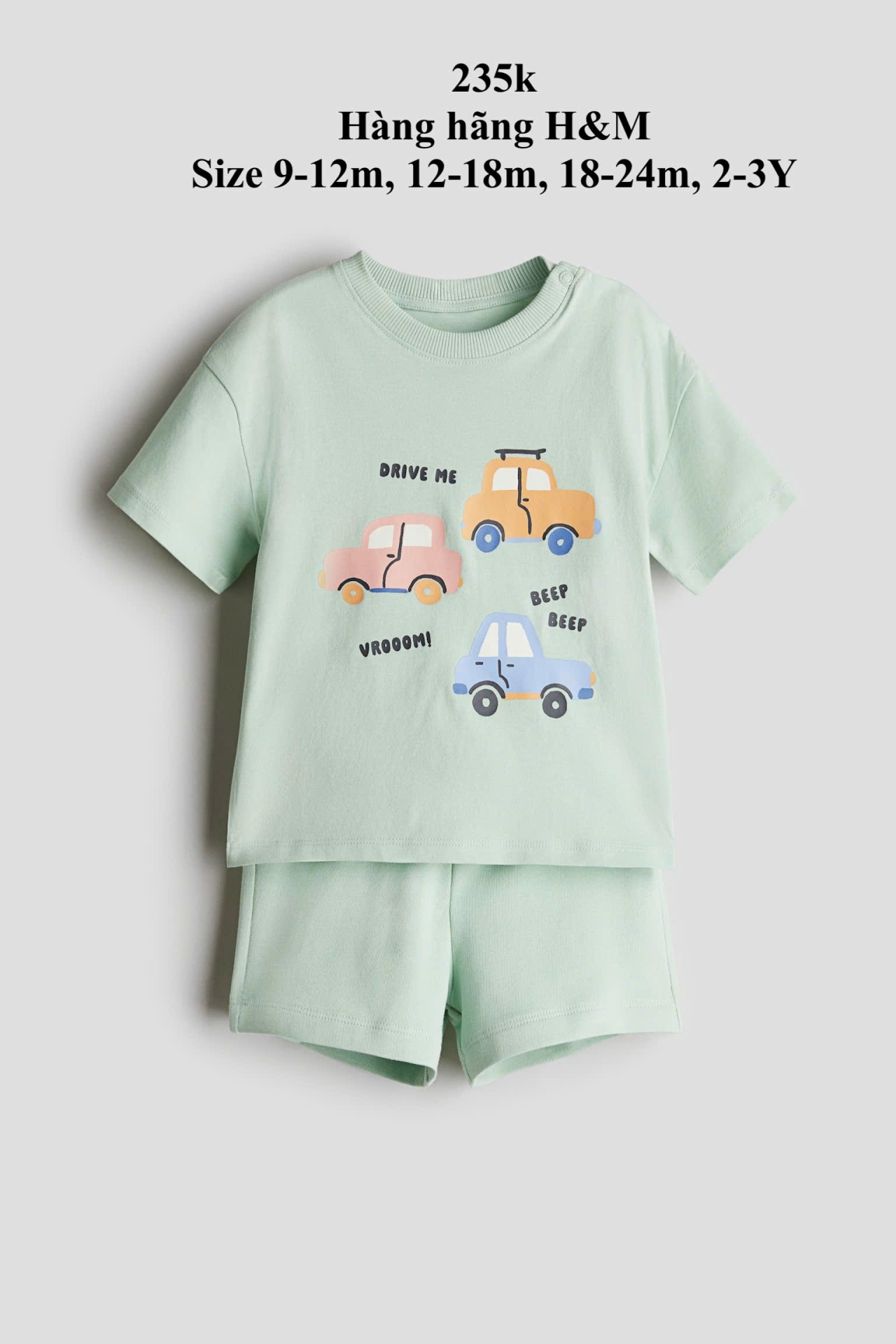 Bộ đồ màu xanh hình ô tô 9m-3Y
