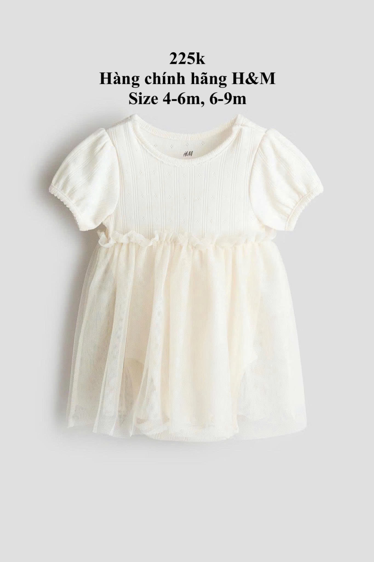 Váy liền bodysuit với chân váy vải tuyn H&M bé 0-9m FORM CHUẨN