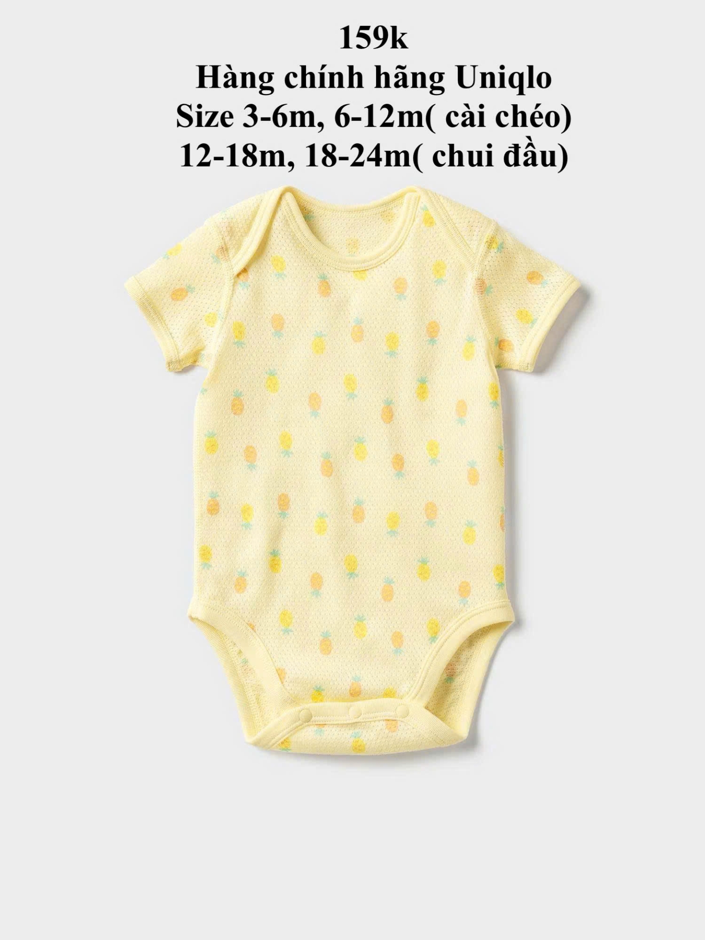 Body chip cộc tay màu vàng Uniqlo 3-24m