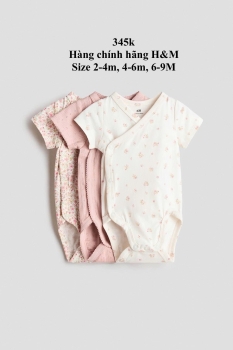 set 3 bodysuit màu hồng họa tiết hoa nhí từ 2m - 9m