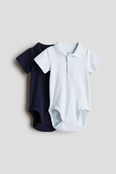 set 2 body chip cộc tay đen trắng H&M cho bé trai size 2m - 2y