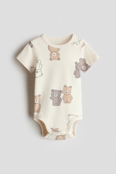 body chip cộc tay màu be con gấu H&M size 4m - 18m