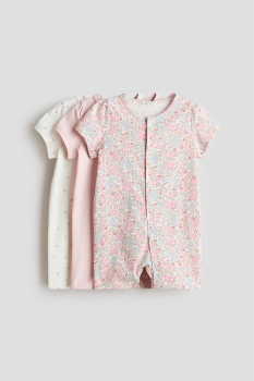 Set 3 romper màu hồng hoa nhí