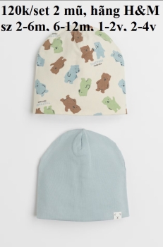 Set 2 mũ ấm H&M con gấu cho bé