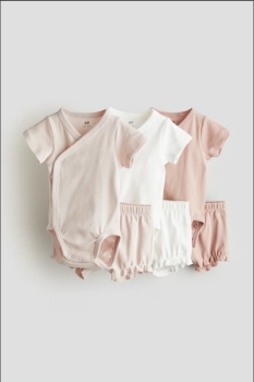 set 3 đồ bộ cộc tay H&M chất cotton organic