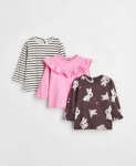 set 3 áo dài tay nâu, hồng, sọc H&M cho bé