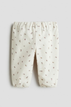quần dài bằng cotton hình dệt chéo màu trắng/hoa