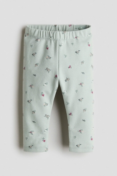 quần dài bằng cotton hình hoa màu xanh