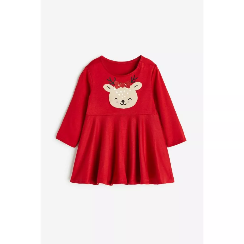 Váy đỏ hình con nai noen H&M cho bé