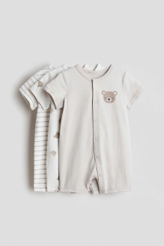 set 3 romper màu kem/gấu