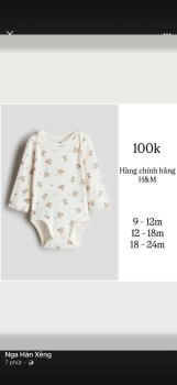 Body chip dài tay hoa nhí H&M