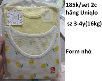 set 2 áo ba lỗ cotton lưới uniqlo vàng mặt trời