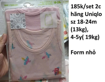 set 2 áo ba lỗ hồng con chim cotton lưới uniqlo