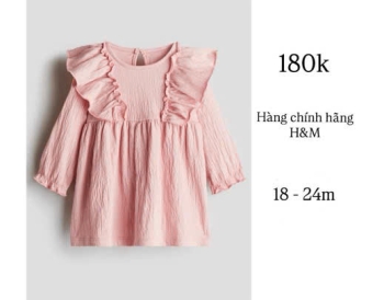 Váy tay dài màu hồng trơn 18-24m FORM CHUẨN