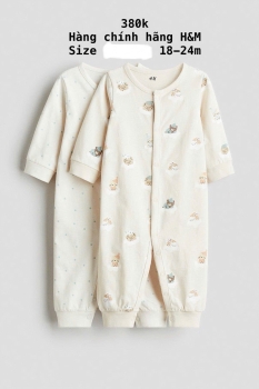 Set 2 bộ ngủ màu trắng gấu 18-24m
