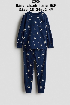 Bộ đồ tay dài màu xanh than họa tiết nhí 18m-4Y