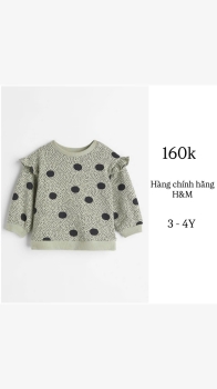 Áo dài tay màu xám chấm đen 3-4Y
