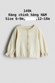 Áo khoác cardigan tay loe bèo màu be sữa 6m-18m