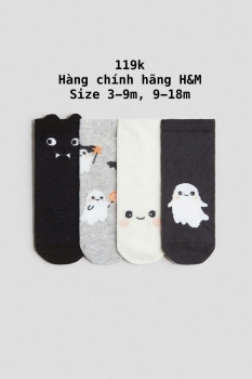 Set 4 đôi tất màu đen Halloween 3-18m