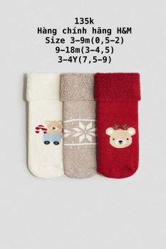 Set 3 đôi tất màu đỏ gấu