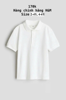 Áo thun polo màu trắng có cổ 2-6Y