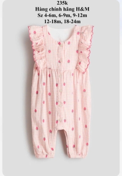 Romper màu hồng quả dâu 4-24m